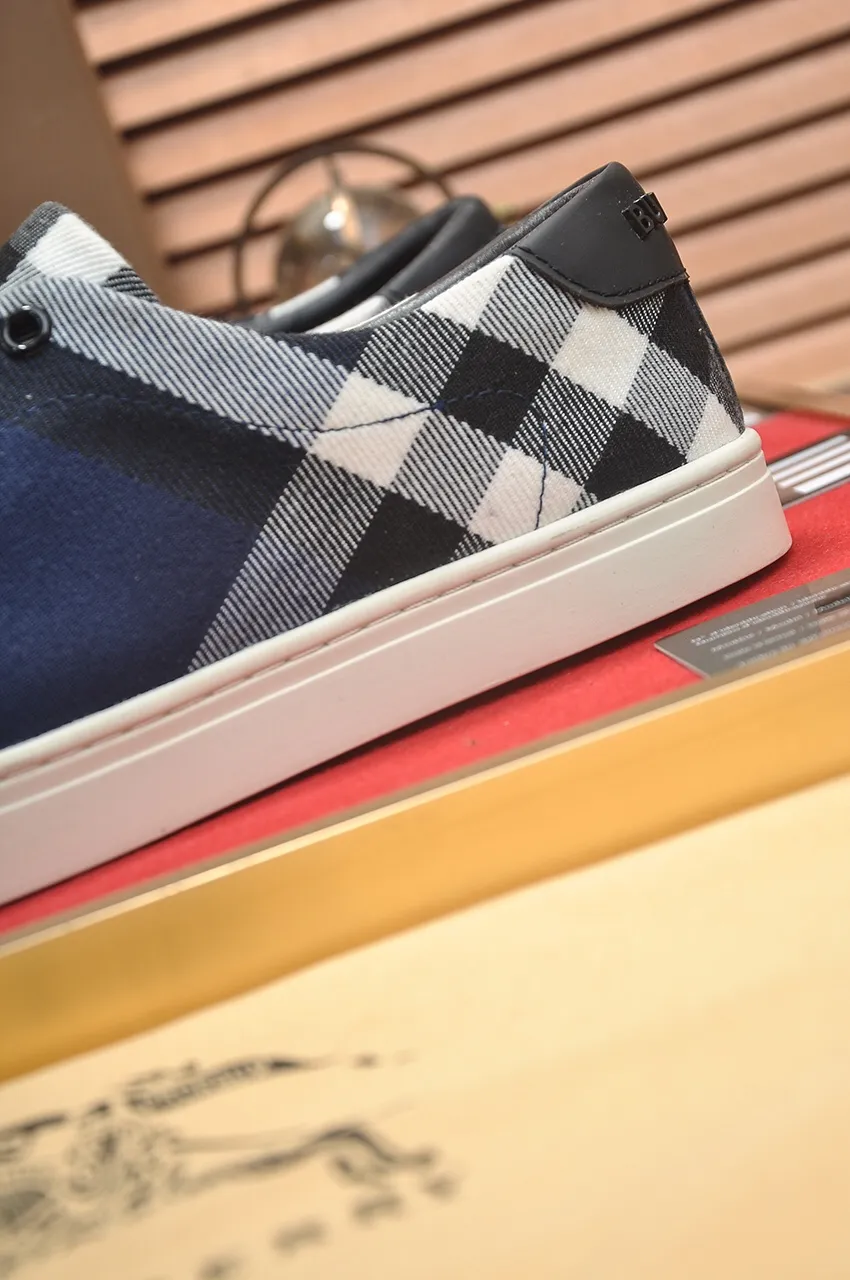 Men's shoes💰480💶[Burberry] (cowhide lining) classic low-top sneakers｜Imported cowhide with classic plaid fabric｜Cow leather lining｜Original outsole｜Fine workmanship and comfortable to wear Size: 38-44 (customized at 45)